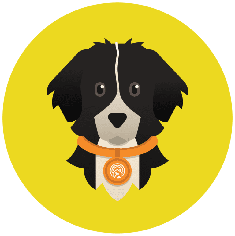 Sunrise Mascot logo black dog in yellow circle